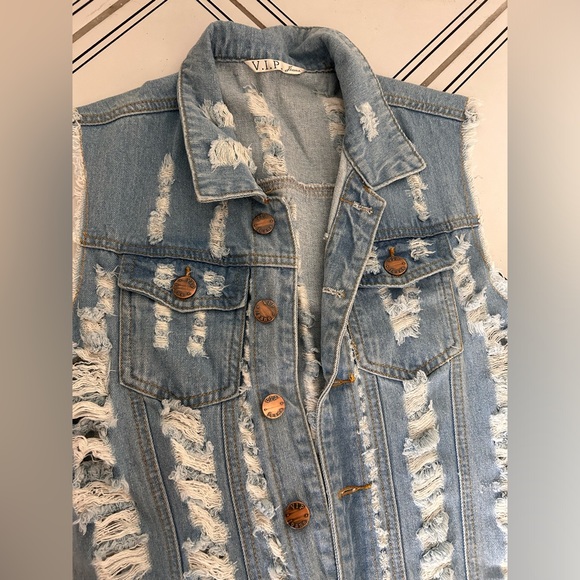 V.I.P. Jeans Medium Denim JUMPSUIT Full Body Suit Acid Stone Washed - Picture 3 of 6